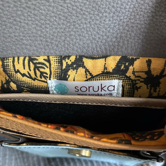 NWT Soruka Leopard Print and Blue Recycled Leather Crossbody Bag, many features - Picture 3 of 9